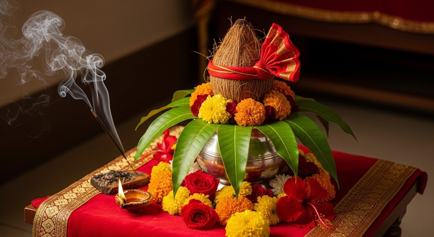 Devotee performing Puja